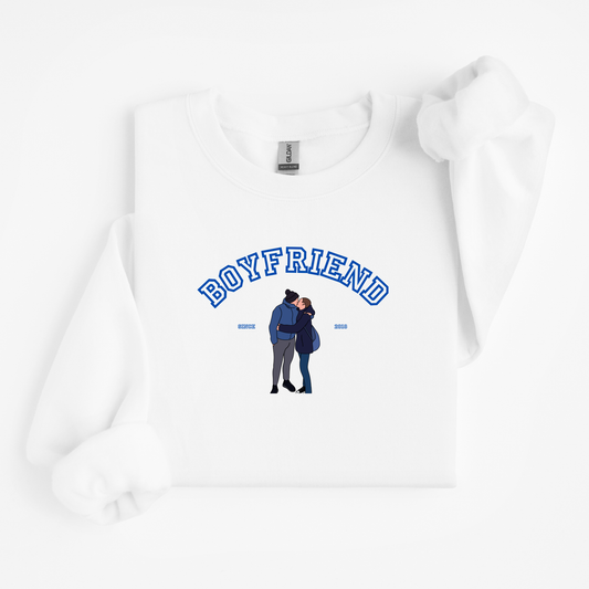 Sweat unisexe personnalisé “BOYFRIEND” – Illustration minimaliste colorée