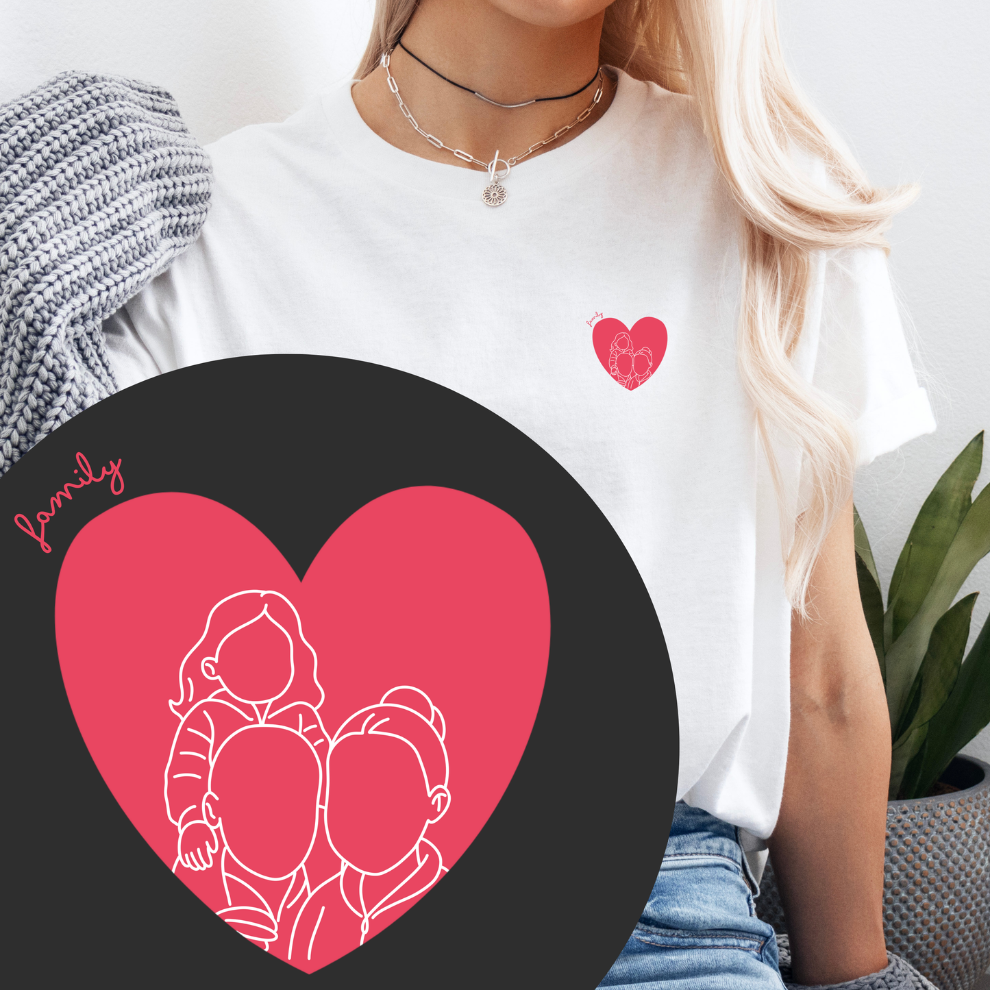 T-shirt unisexe personnalisé  ❤️Cœur illustré (illustration minimaliste)